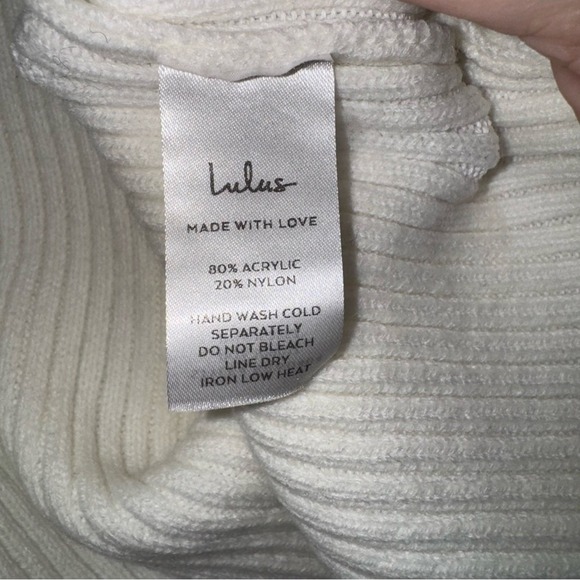 Lulus Cream Ribbed Knit Long Sleeve Cropped‎ Pullover Sweater  Size L - Picture 6 of 9